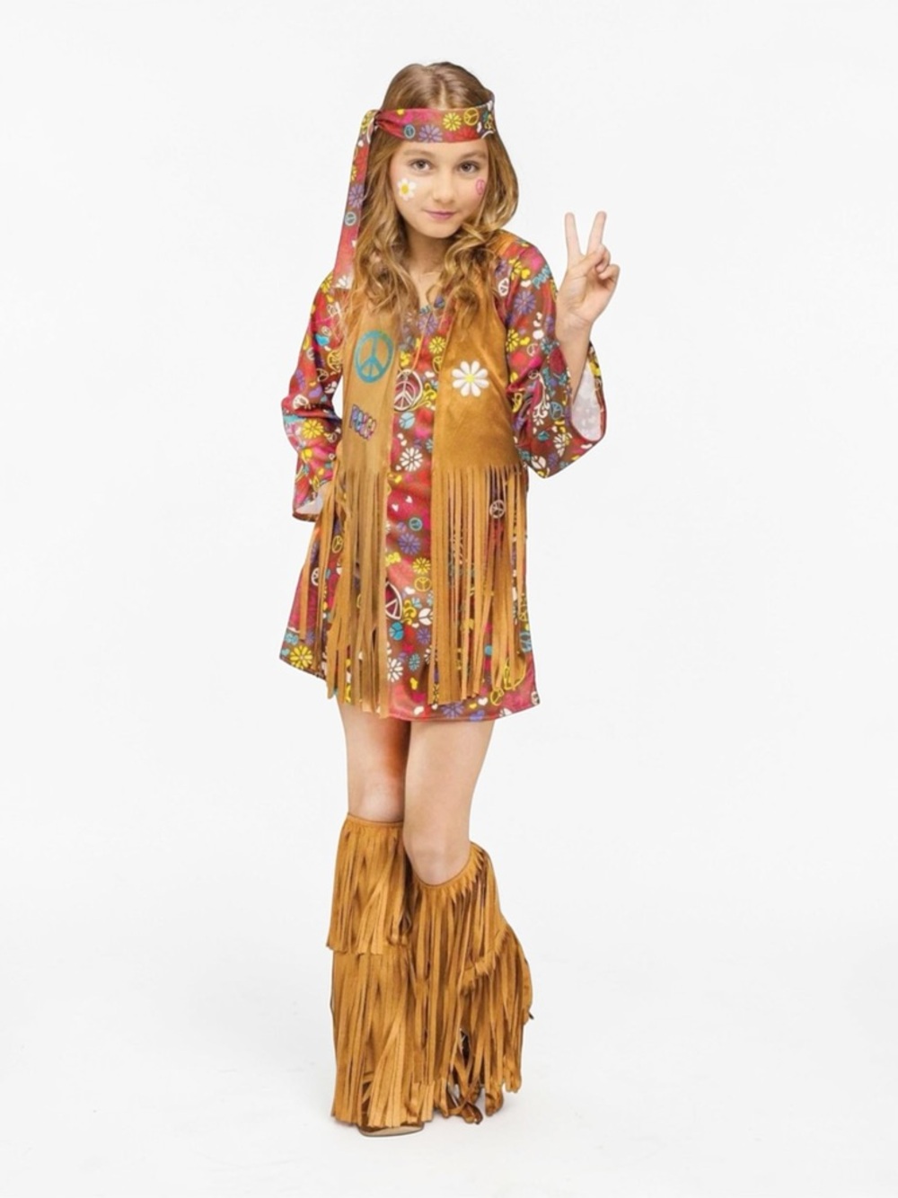 NEW IN BAG Fun World Peace & Love Hippie Child Costume Groovy 60’s YSmall (4-6)